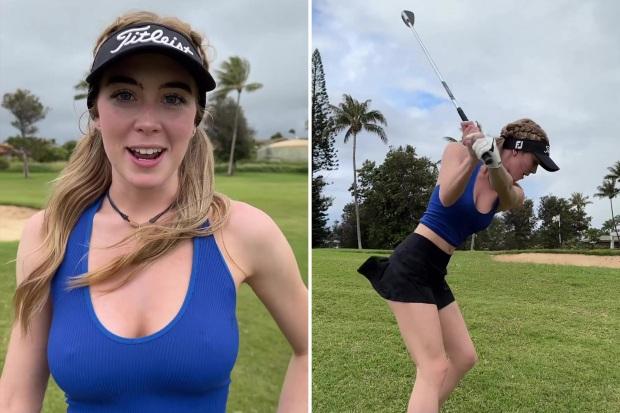Paige Spiranac 令人惊叹的高尔夫对手 Grace Charis 加入了无胸罩俱乐部，因为粉丝们都开着同样厚颜无耻的笑话