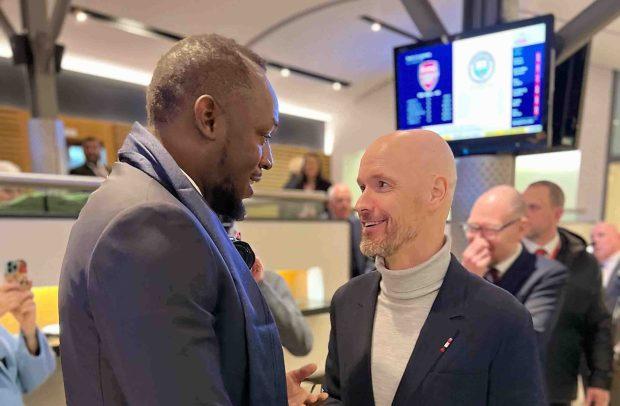 Usain Bolt 在足总杯战胜富勒姆的比赛中与曼联主教练会面后透露了与 Erik ten Hag 的谈话