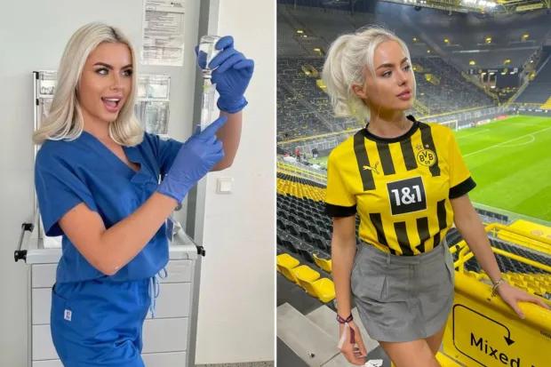 多特蒙德最性感球迷——护士和内衣模特——为受伤的明星球员提供特殊治疗