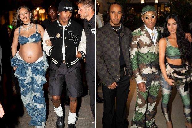 刘易斯·汉密尔顿 (Lewis Hamilton) 与金·卡戴珊 (Kim Kardashian) 和法瑞尔 (Pharrell) 在众星云集的路易威登 (Louis Vuitton) 时装秀上举行派对