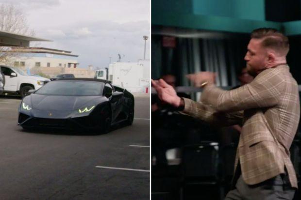 康纳·麦格雷戈 (Conor McGregor) 驾驶价值 250,000 美元的兰博基尼 (Lamborghini) 出现在 TUF 的第一场比赛中……但在最糟糕的开局后被摧毁了
