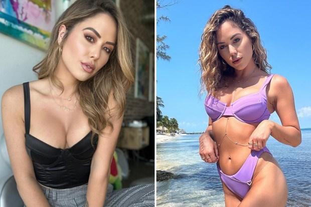 UFC 八角形女孩布兰妮·帕尔默 (Brittney Palmer) 身穿几乎没有亮片上衣加入无胸罩俱乐部，粉丝们纷纷表示“上帝啊”