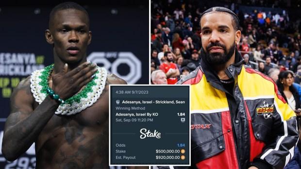 说唱歌手在 UFC 293 上对 Israel Adesanya 下了巨额赌注后，“​​诅咒”再次袭来，Drake 损失了 50 万美元