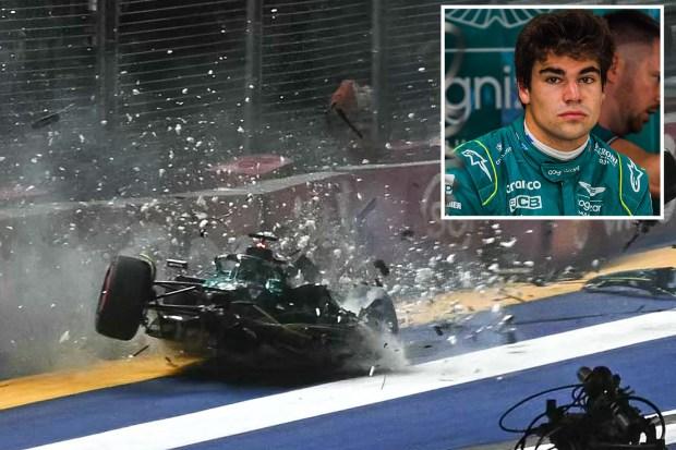 F1 明星兰斯·斯特罗尔在时速 150 英里的恐怖车祸后被迫退出新加坡大奖赛，因为车队更新了加拿大人的受伤情况