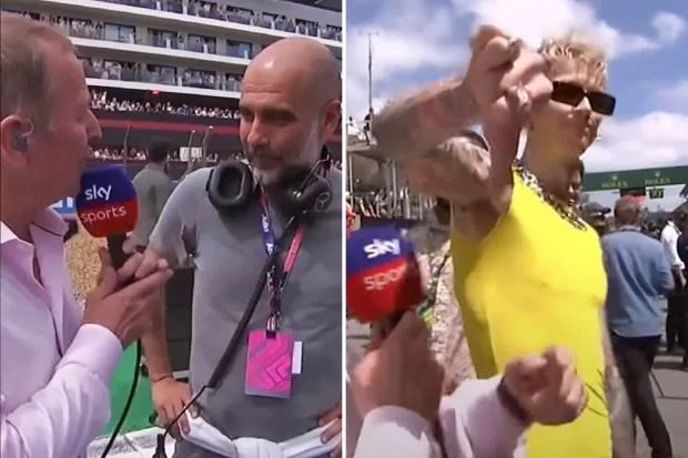 马丁·布伦德尔 (Martin Brundle) 的天空体育 F1 赛场采访了耻辱之行，从不屑一顾的瓜迪奥拉到怪异的机枪凯利