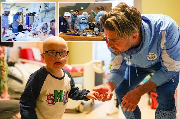 杰克·格拉利什与曼城球星一起探访儿童医院，让年轻球迷的梦想成真