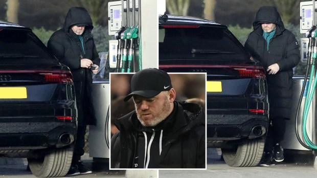 韦恩·鲁尼 (Wayne Rooney) 被伯明翰解雇后首次亮相，郁闷的英格兰传奇人物为价值 12 万英镑的奥迪加满汽油