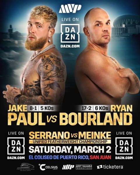 杰克·保罗 (Jake Paul) 对阵瑞安·伯兰 (Ryan Bourland) 确切的擂台时间：英国和美国的比赛几点开始？