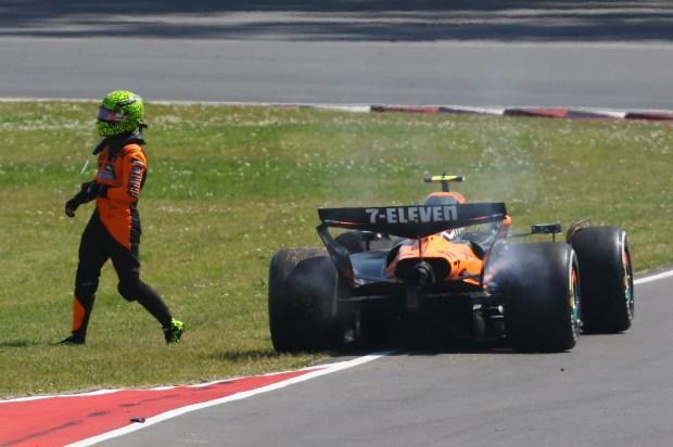 兰多·诺里斯（Lando Norris）与迈凯轮队友皮斯特里（Piastri）撞车从加拿大的GP坠毁，因为F1冠军赛大幅波动