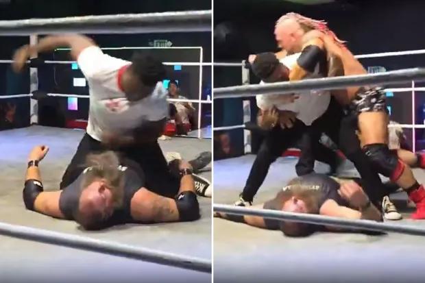 UFC偶像横冲直撞杰克逊的儿子野蛮地袭击了摔跤手，后者在残酷的袭击后被送往医院