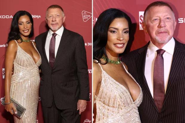 鲍里斯·贝克尔（Boris Becker）与迷人的妻子踏上红地毯23岁的大三，他怀有网球传奇的第五个孩子