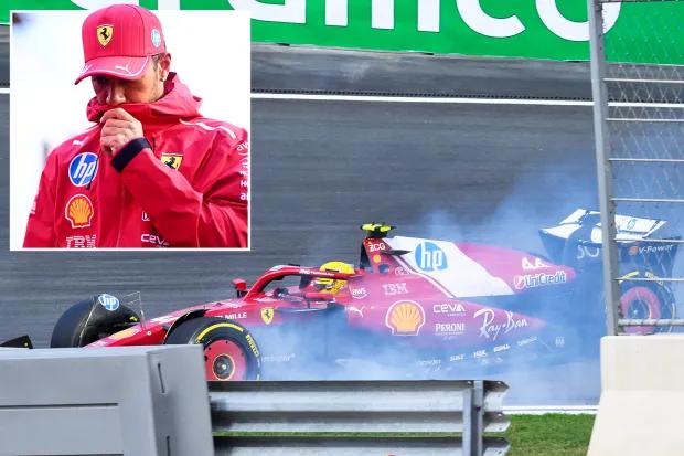 刘易斯·汉密尔顿（Lewis Hamilton）在法拉利（Ferrari）两次旋转时，在实践中起步艰难