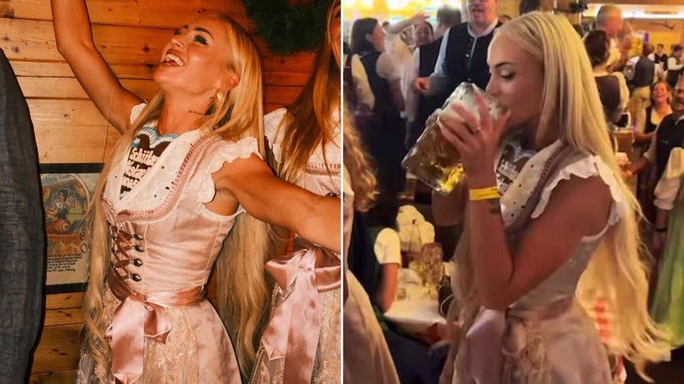 迷人的足球运动员艾丽莎·莱曼（Alisha Lehmann）再次被证明是比生活角色的啤酒 – 通过在慕尼黑啤酒节上大量啤酒